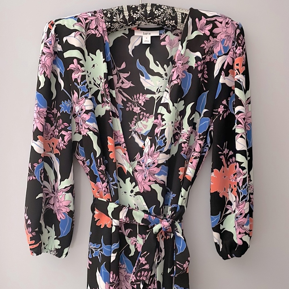 Bar III Maxi Wrap Dress - Tropical Floral Print